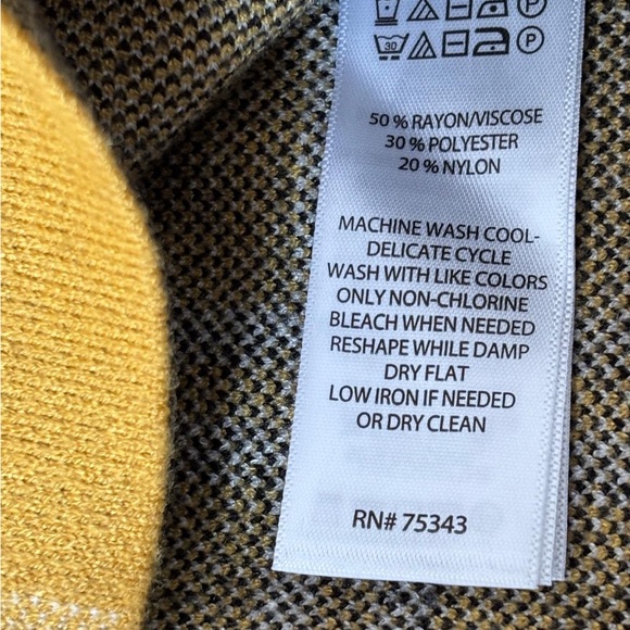 Tahari Plaid Mock Neck Sweater Top Set NWT Yellow M w/ Matching Headband - Picture 5 of 5